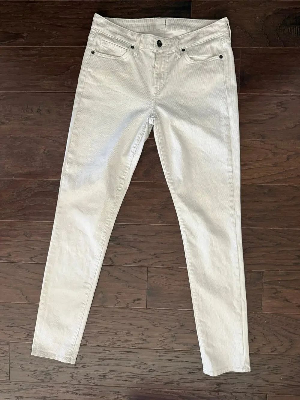 Rich & Skinny Off White Shimmer Sparkle Skinny Jeans Size 28 Made in USA